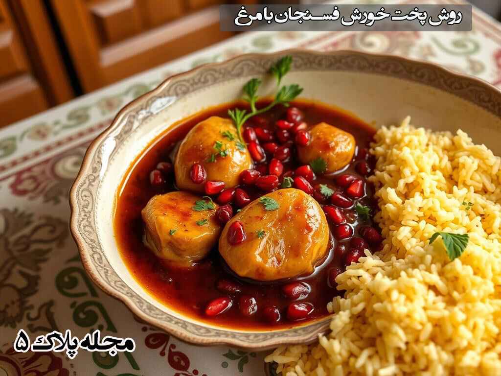 طرز تهیه فسنجون با مرغ برای ۸ نفر مجله پلاک5